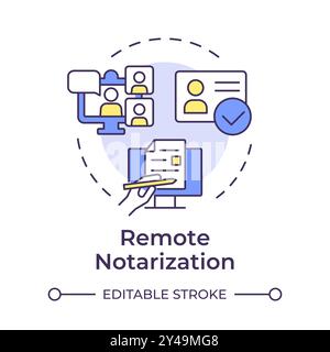 Remote notarization multi color concept icon Stock Vector
