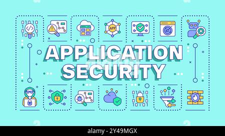 Application security turquoise word concept Stock Vector