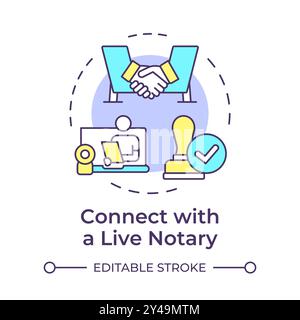 Connect with a live notary multi color concept icon Stock Vector