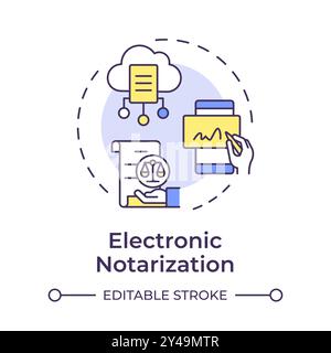 Electronic notarization multi color concept icon Stock Vector