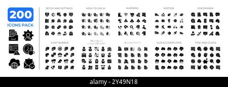 Modern computer technology glyphs icon set collection Stock Vector