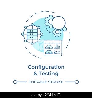 Configuration and testing soft blue concept icon Stock Vector