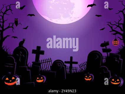 Halloween vector illustration. Poster (flyer) template design (text space) / no logo Stock Vector