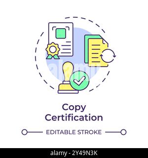 Copy certification multi color concept icon Stock Vector