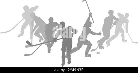 Ice Hockey Silhouette People Player Silhouettes Stock Vector