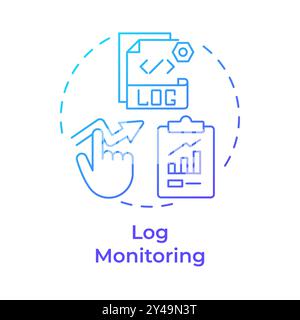 Log monitoring blue gradient concept icon Stock Vector
