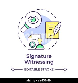 Signature witnessing multi color concept icon Stock Vector