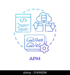 APM blue gradient concept icon Stock Vector