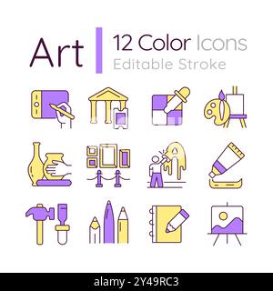 Art RGB color icons set Stock Vector