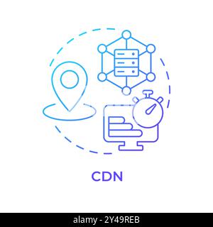 CDN blue gradient concept icon Stock Vector