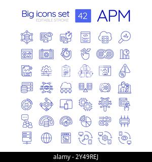 APM linear icons set Stock Vector