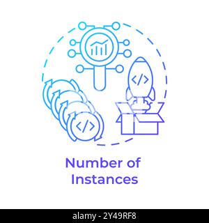 Number of instances blue gradient concept icon Stock Vector