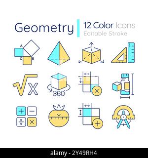 Geometry RGB color icons set Stock Vector