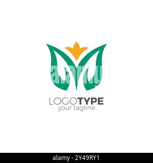 Letter M leaf Flower Logo Design. M Leaves Logo Stock Vector