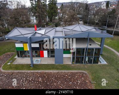 Zurich, Switzerland - 29 Oktober 2023: drone view at the building of Le Corbusier at Zurich on Switzerland Stock Photo