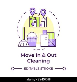 Move in and out cleaning multi color concept icon Stock Vector