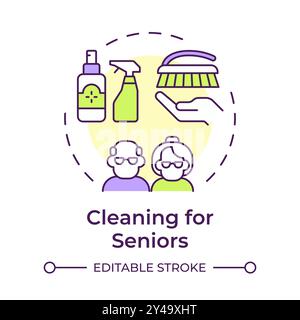 Cleaning service for seniors multi color concept ico Stock Vector