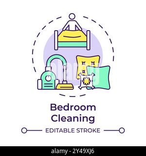 Bedroom cleaning multi color concept icon Stock Vector