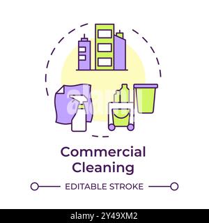 Commercial cleaning multi color concept icon Stock Vector