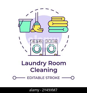 Laundry room cleaning multi color concept icon Stock Vector