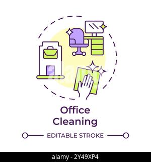 Office cleaning multi color concept icon Stock Vector