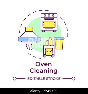 Oven cleaning multi color concept icon Stock Vector