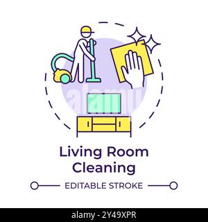 Living room cleaning multi color concept icon Stock Vector
