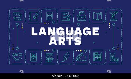 Language arts dark blue word concept Stock Vector