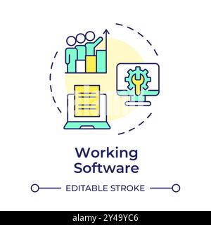 Working software multi color concept icon Stock Vector