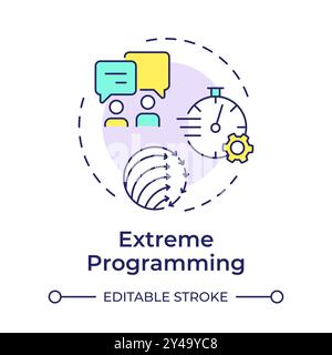 Extreme programming multi color concept icon Stock Vector
