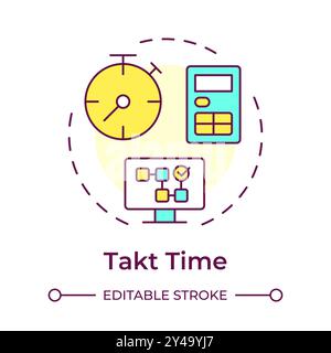 Takt time multi color concept icon Stock Vector