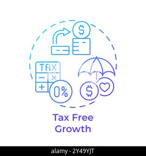 Tax free growth blue gradient concept icon Stock Vector