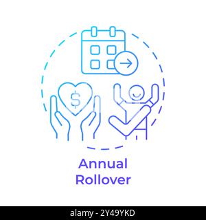 Annual rollover blue gradient concept icon Stock Vector