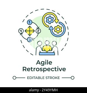 Agile retrospective multi color concept icon Stock Vector