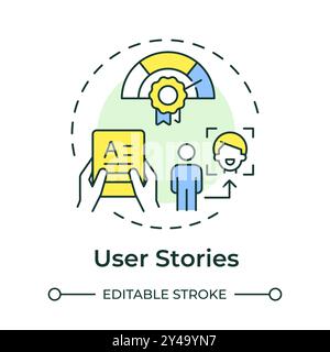 User stories multi color concept icon Stock Vector