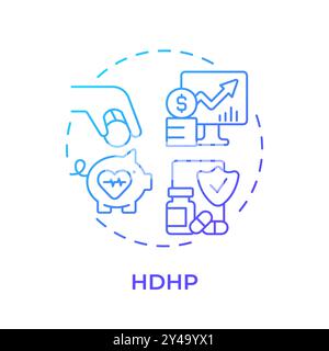 HDHP blue gradient concept icon Stock Vector