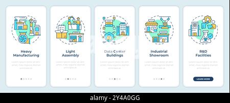 Industrial property types onboarding mobile app screen Stock Vector