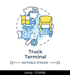Truck terminal multi color concept icon Stock Vector