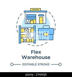 Flex warehouse multi color concept icon Stock Vector