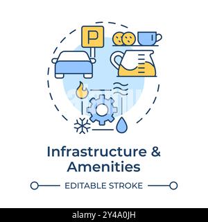 Infrastructure and amenities multi color concept icon Stock Vector
