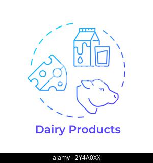 Dairy products blue gradient concept icon Stock Vector
