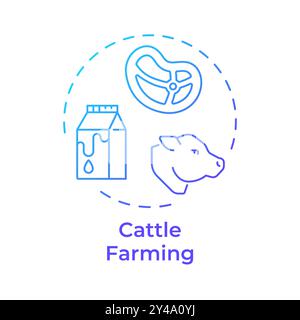 Cattle farming blue gradient concept icon Stock Vector
