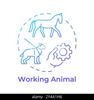 Working animal blue gradient concept icon Stock Vector