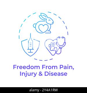 Freedom from pain, injury and disease blue gradient concept icon Stock Vector