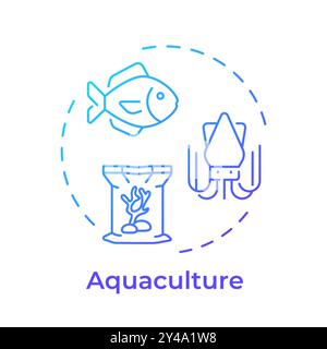 Aquaculture blue gradient concept icon Stock Vector