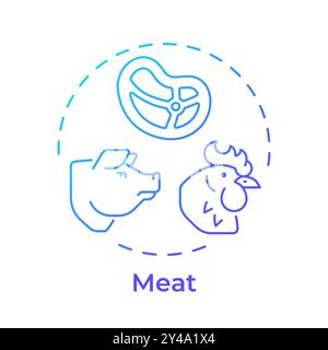 Meat blue gradient concept icon Stock Vector