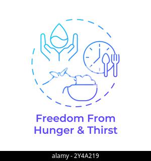 Freedom from hunger and thirst blue gradient concept icon Stock Vector