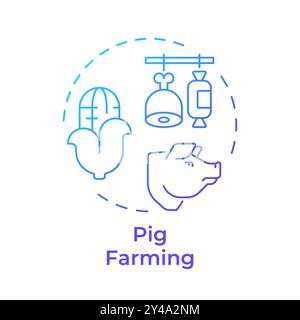 Pig farming blue gradient concept icon Stock Vector