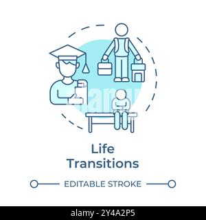 Life transitions soft blue concept icon Stock Vector