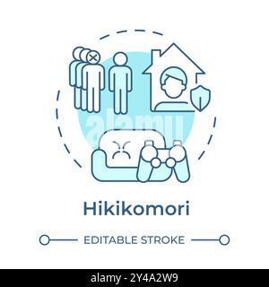 Hikikomori soft blue concept icon Stock Vector